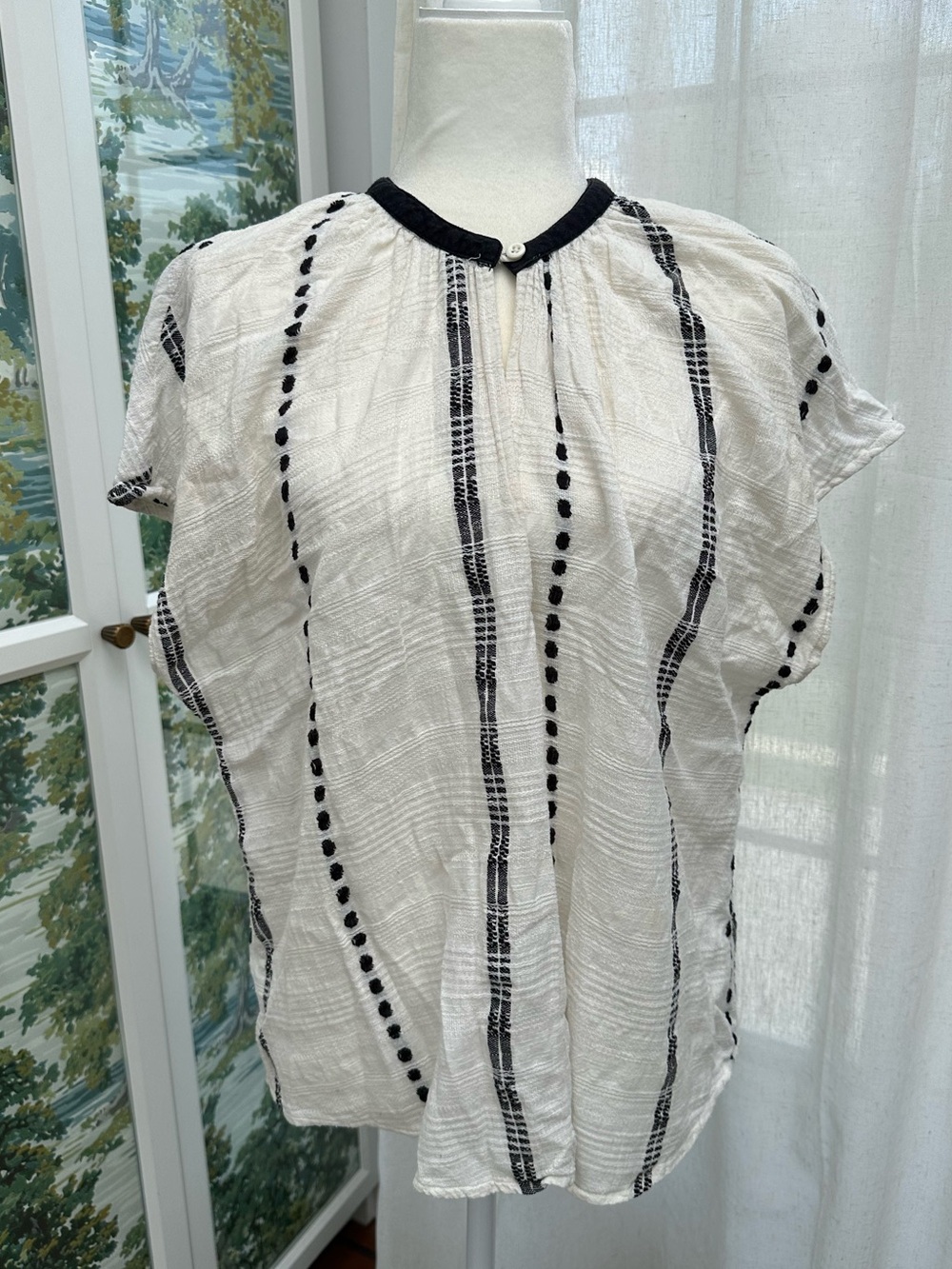 Ace & Jig Black and White Cotton Keyhole Top